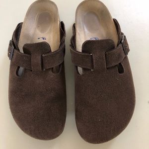 Birkenstock size 42 brown suede slip on.
